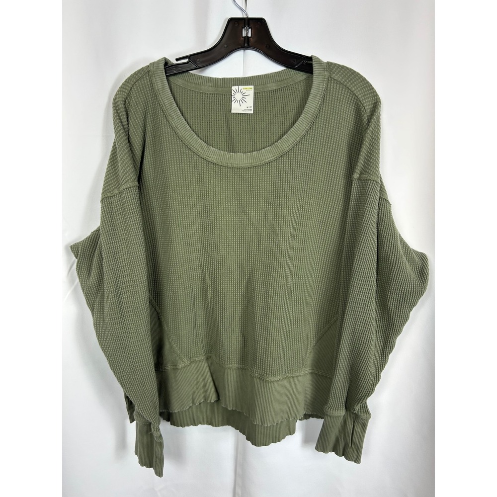 OFFLINE by Aerie Olive Green Waffle Knit Long Sleeve Thumbhole‎ Top Cabincore M